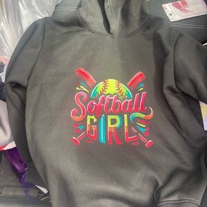 SHEIN Black Softball Girl Hoodie